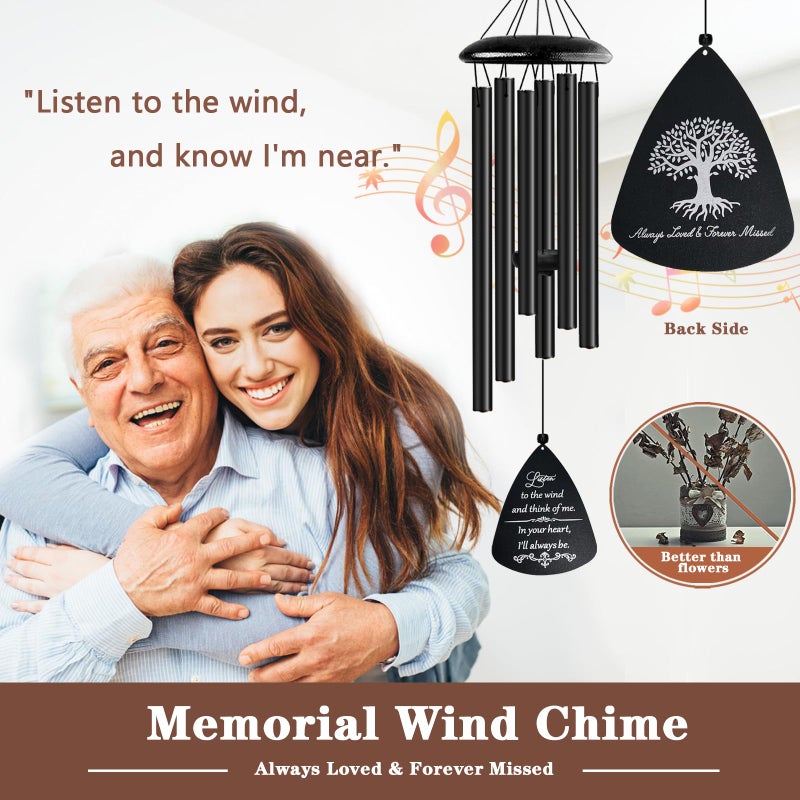Soopau Memorial Wind Chimes  32'' Sympathy Wind Chimes for Loss of Loved One  Sympathy Gift  Memorial/Bereavement/Condolences Gift Baskets for Loss  Windchimes in Memory of a Loved One (Metal) - Image 2